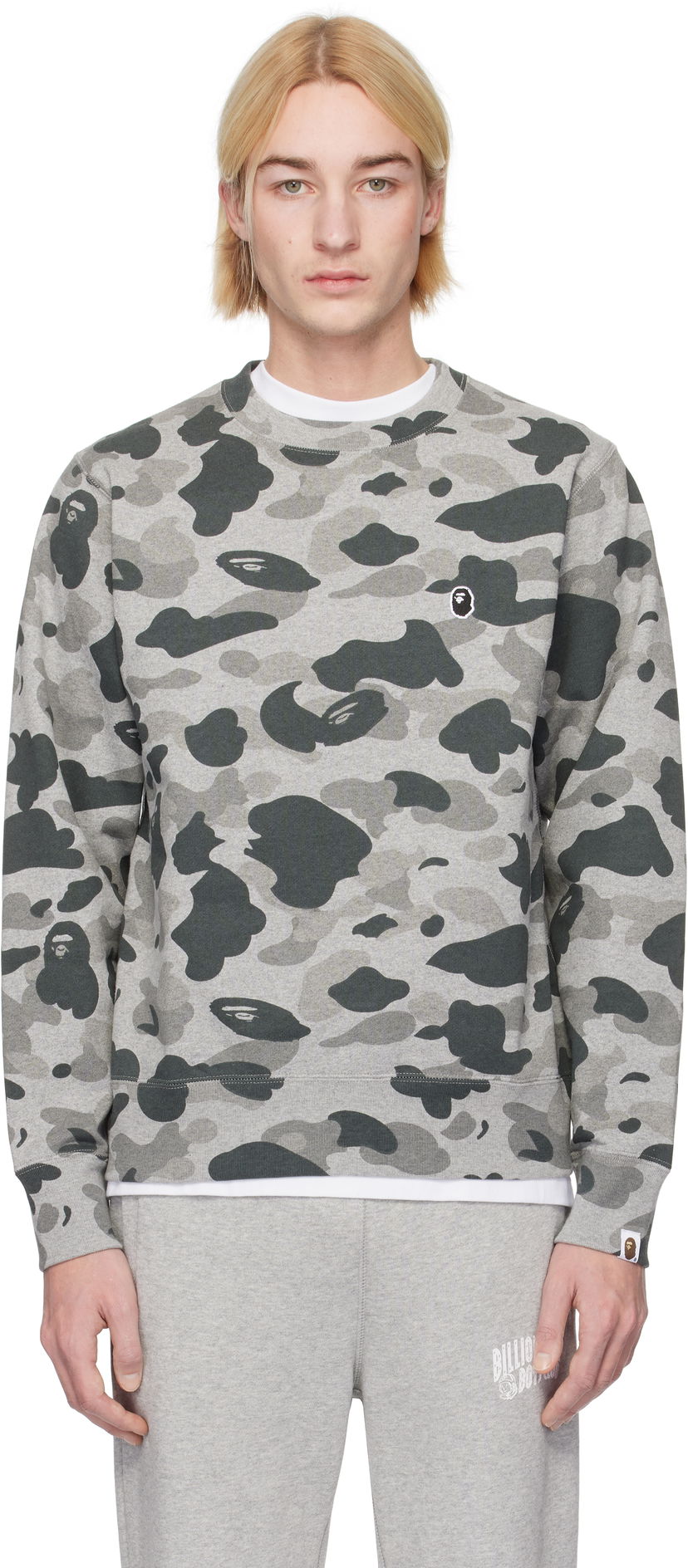 Суитчър BAPE Camo Ape Head Crewneck Sweatshirt Сиво | 001SWK801005M