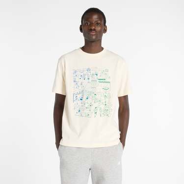 Тениска New Balance Men's Graphic Running T-Shirt Бежово | NBMT53916PEF, 0
