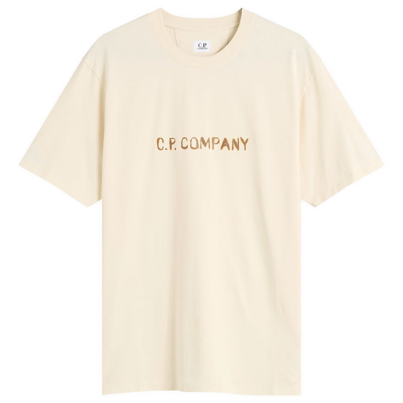 Тениска C.P. Company Text Logo T-Shirt Бежово | 19CMTS108A-006586W-402