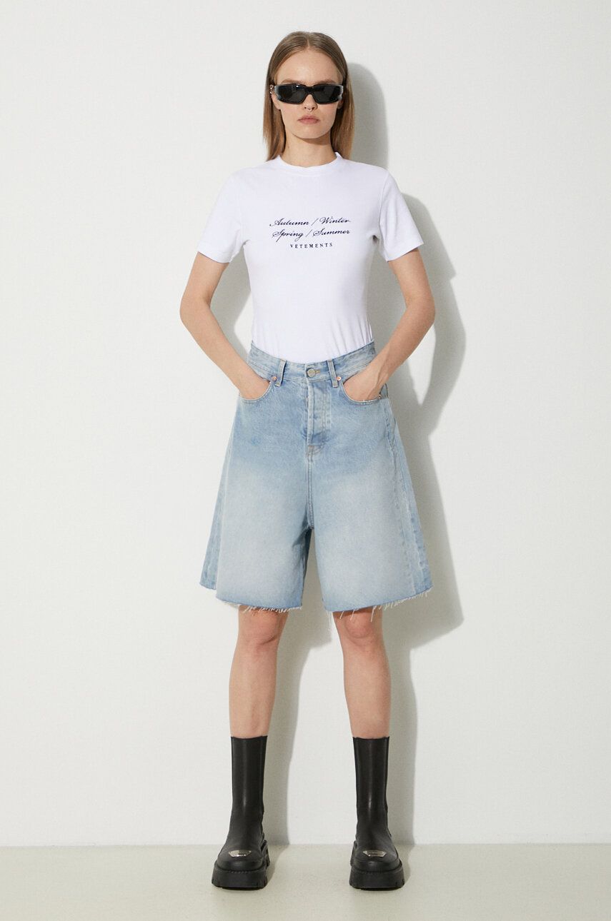 Тениска VETEMENTS VETEMENTS 4 Seasons Embroidered Logo Fitted T-Shirt Бяло | WE64TR620W, 1