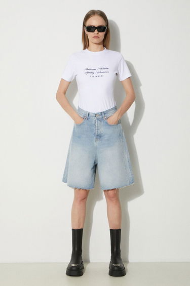 Тениска VETEMENTS VETEMENTS 4 Seasons Embroidered Logo Fitted T-Shirt Бяло | WE64TR620W, 1