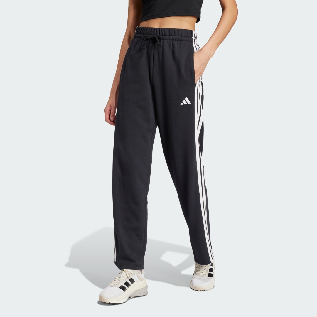 Спортни панталони adidas Performance Essentials 3-Stripes Open Hem French Terry Pants Черно | JW7182, 0