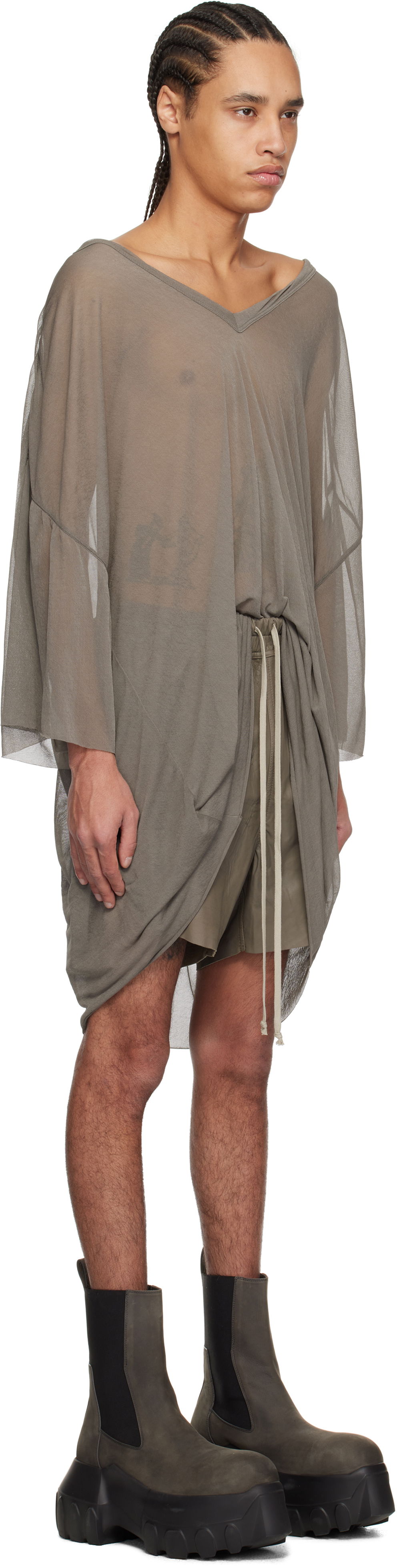Тениска Rick Owens Rick Owens Hollywood Tommy V-Neck T-Shirt Сиво | RR01E5279 JCR, 1