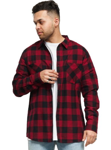 Риза Urban Classics Checked Flanell Shirt Червено | TB297 Burgundy