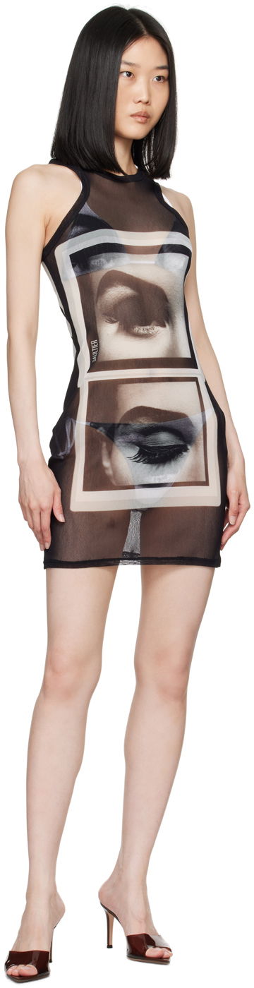 Pокля Jean Paul Gaultier Gaultier 'The Eyes And Lips' Mesh Minidress Черно | 24/30-F-RO250-T553-000201, 3