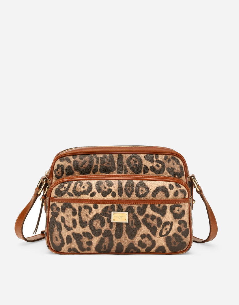 Чанта през рамо Dolce & Gabbana Leopard Print Crespo Handbag With Branded Plate Многоцветен | BB2210AW384HYNBM