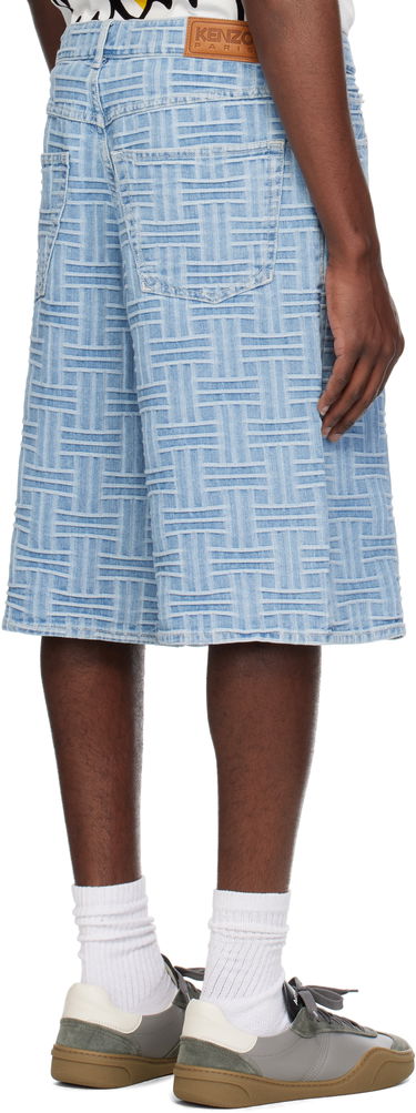 Къси панталони KENZO Kenzo Paris 'KENZO Weave' Straight Denim Shorts Синьо | FF55DS3396J4, 2