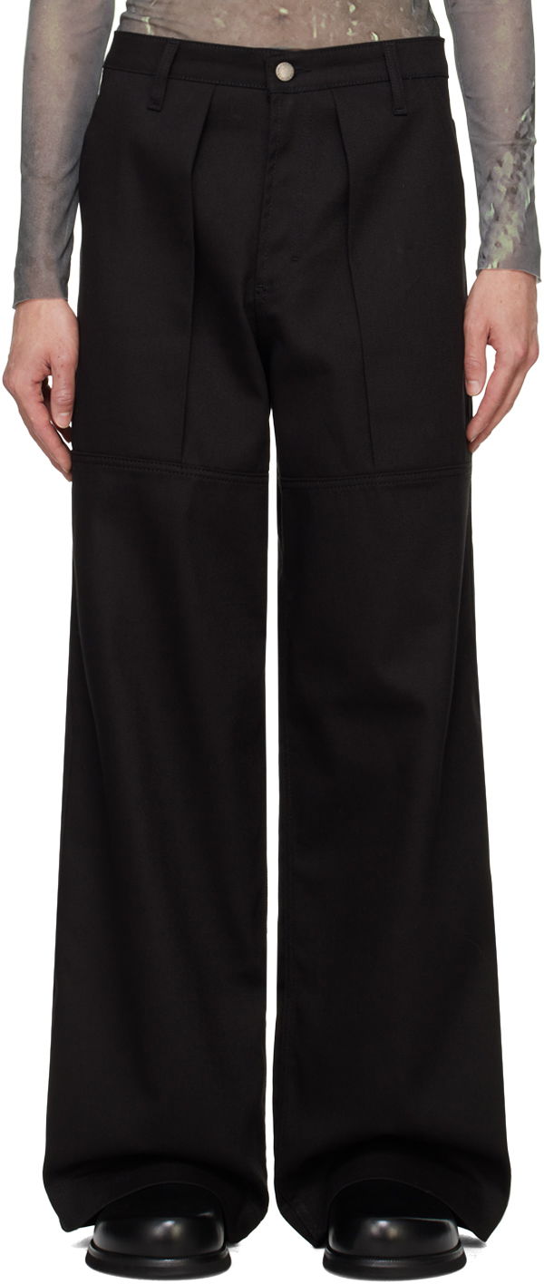 Панталони Serapis SSENSE Exclusive Black Pleated Sailor Trousers Черно | FW24_WP_EXC_BL