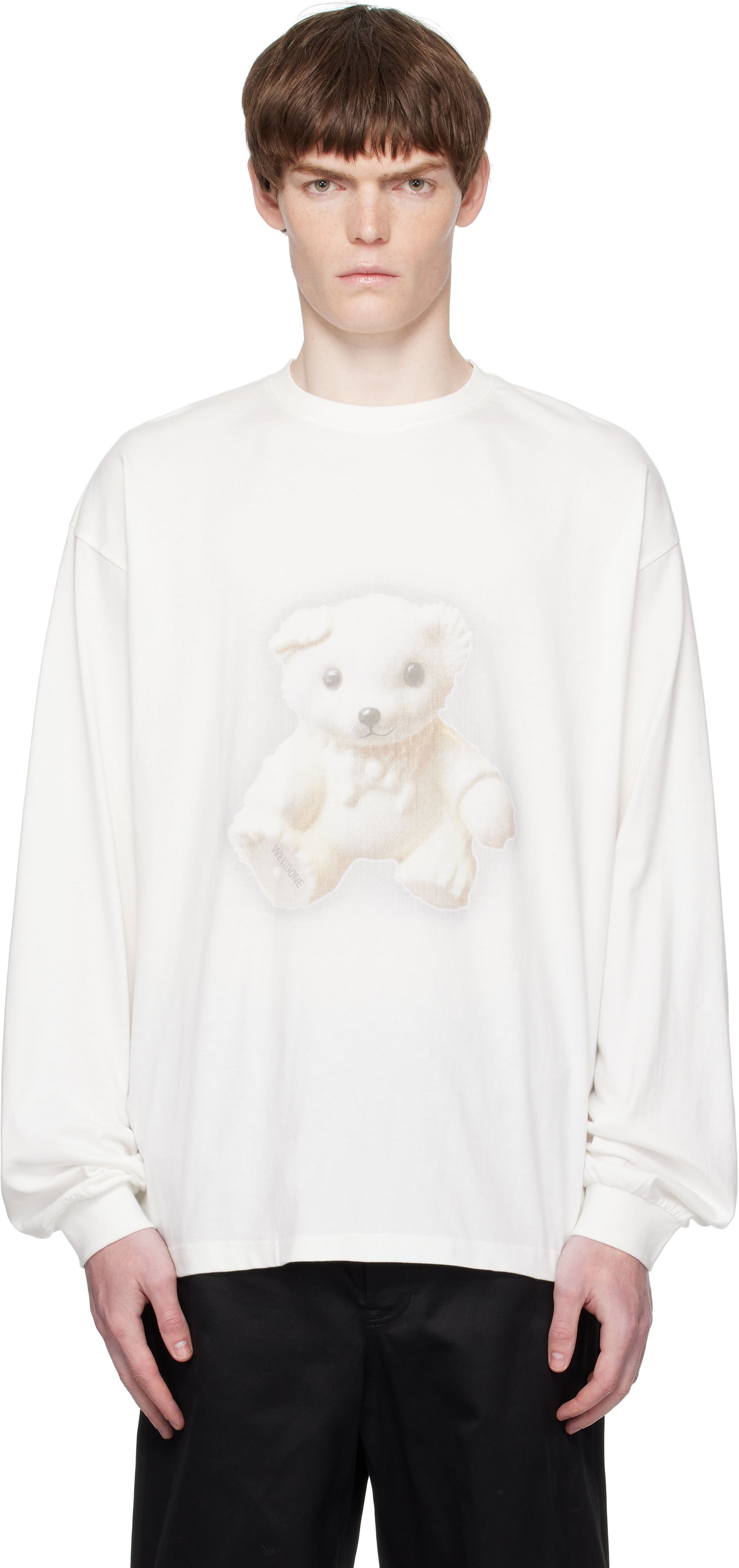 Тениска We11done We11done Glow Teddy Graphic Long Sleeve Tee Бяло | WD-TT2-25-775-U-WH, 0