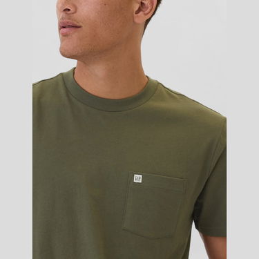 Тениска GAP T-shirt Logo Pocket Tee Olive Night S Зелено | 857901-11, 3