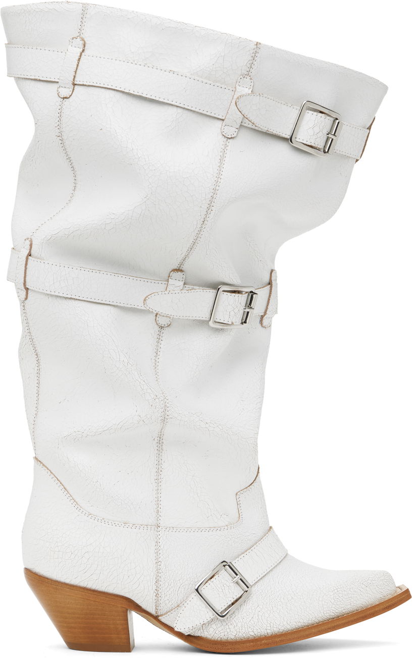Облекло R13 R13 Buckled Slouch Cowboy Boots Бяло | R13WS114-S209A