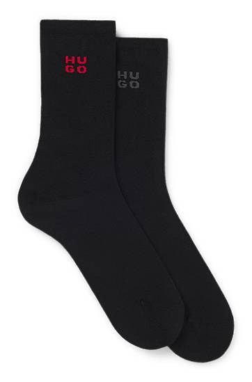 Чорапи BOSS Two-pack short socks with stacked logos Черно | 50549831