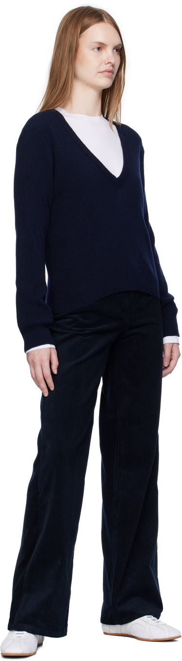 Пуловер A.P.C. A.P.C. Anae V-Neck Sweater Тъмно синьо | WOASA-F23429, 3