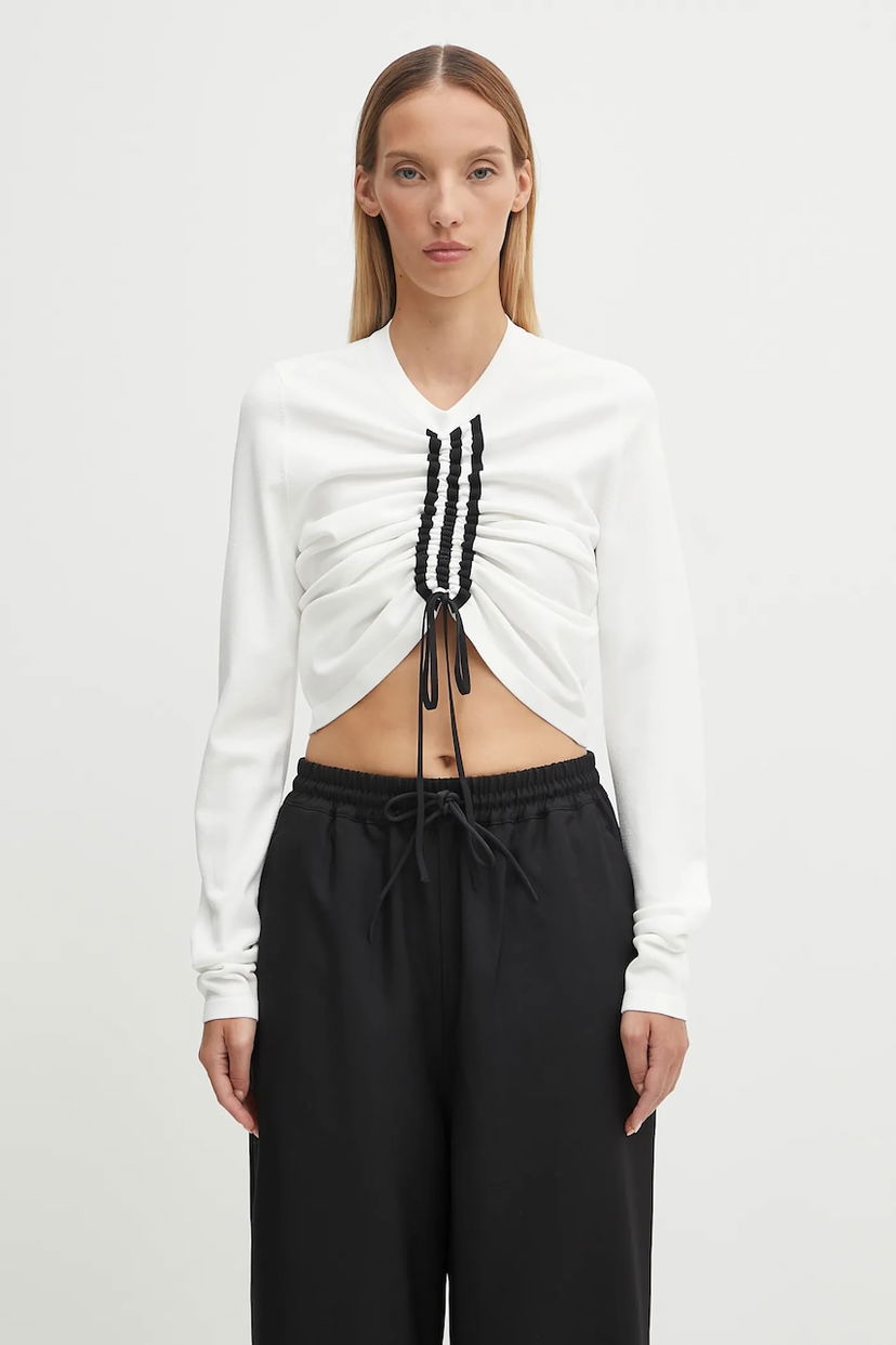 Тениска Y-3 Y-3 Fitted Cinch Long Sleeve T-Shirt Бяло | KD4760