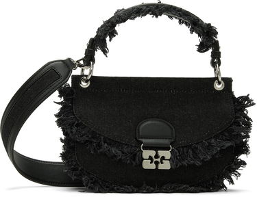 Дамска чанта GANNI Apo-G Mini Top Handle Fringed Denim Bag Черно | A6909, 0