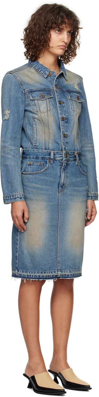 Pокля We11done We11done Washed Denim Midi Dress Синьо | WD-DO3-24-304-W-BL, 1