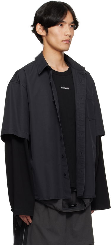 Риза We11done We11done Logo Long-Sleeved Layered Shirt Черно | WD-SH2-25-180-U-CH, 1
