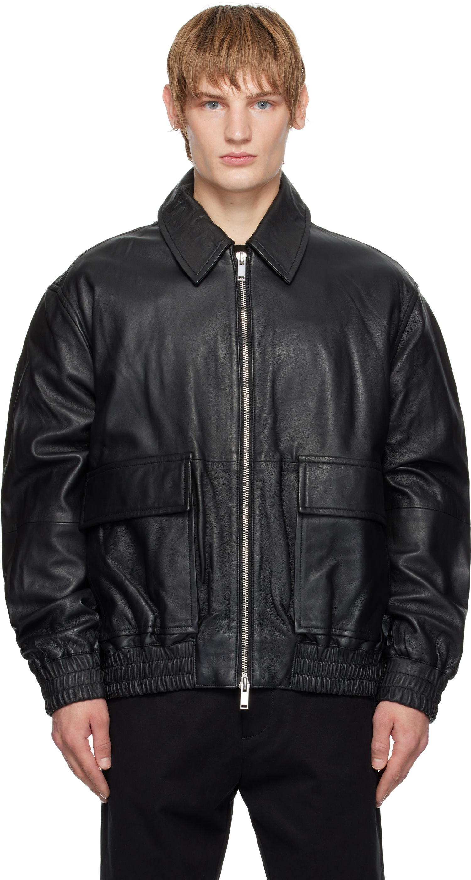 Яке бомбър Studio Nicholson Studio Nicholson Piston Leather Jacket Черно | PISTON SNM - 1115, 0