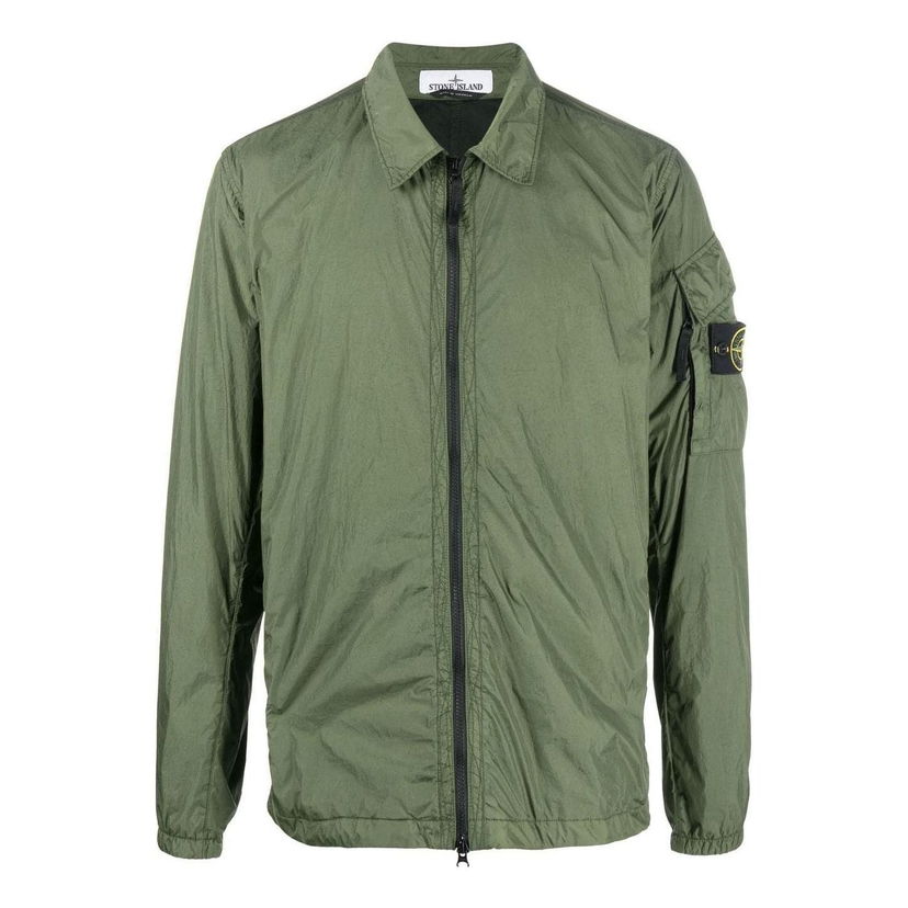Ветровка Stone Island Crinkle Reps Overshirt Jacket Зелено | 771510223-V0058