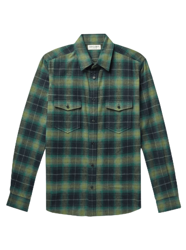 Риза Saint Laurent Oversized Shirt Зелено | 710782 Y25TA 5879