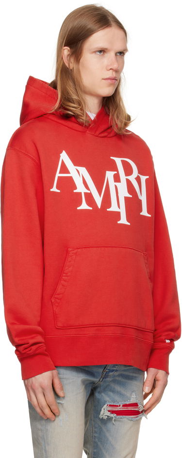 Суитчър AMIRI Staggered Logo Print Hoodie Черно | AMJYHD1094, 4