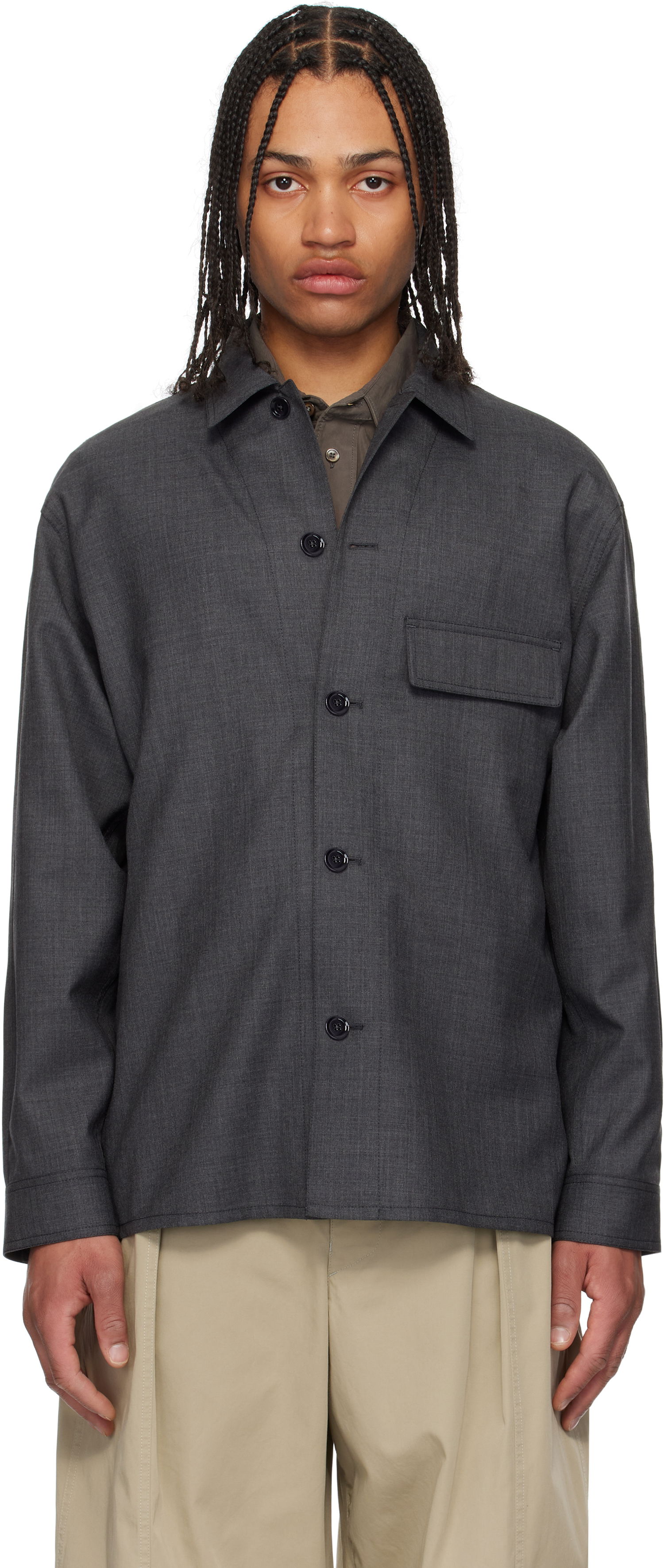 Риза LEMAIRE Lemaire Tailored Overshirt Сиво | OV1012 LF1386, 0