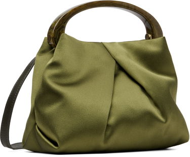 Дамска чанта Dries Van Noten Dries Van Noten Crisp Ruched Satin Handbag with Resin Handle Зелено | 252-011524-658, 2