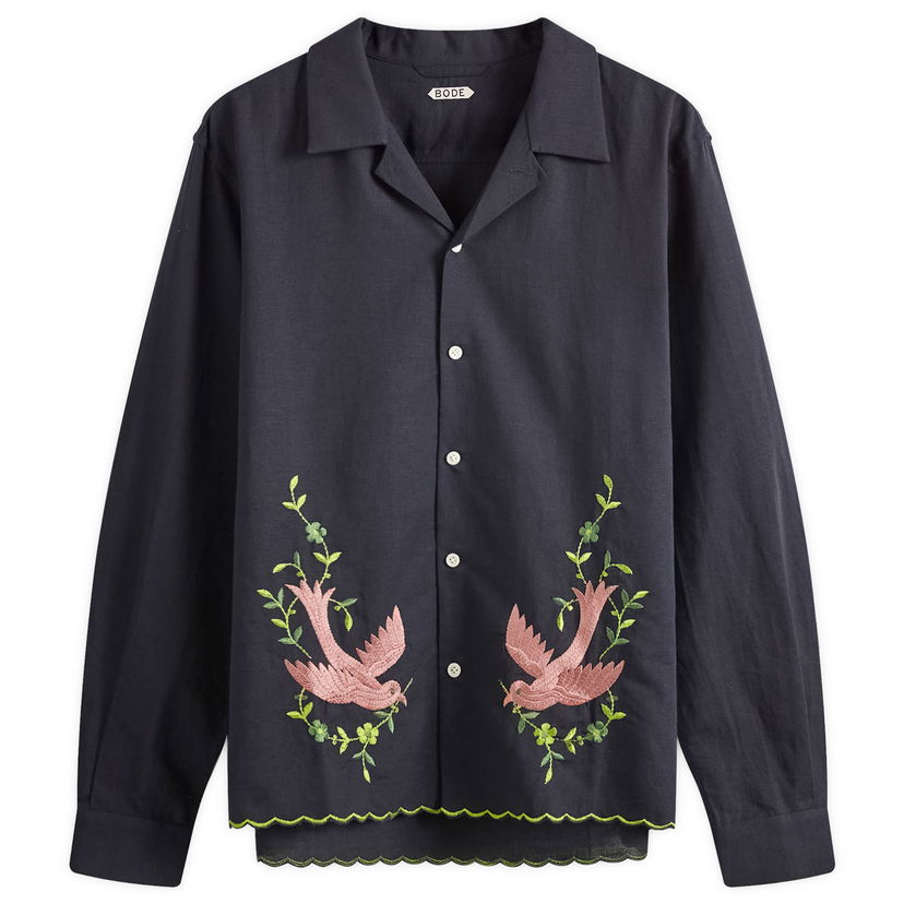 Риза Bode Embroidered Rosefinch Черно | MRS24SH042-BLK