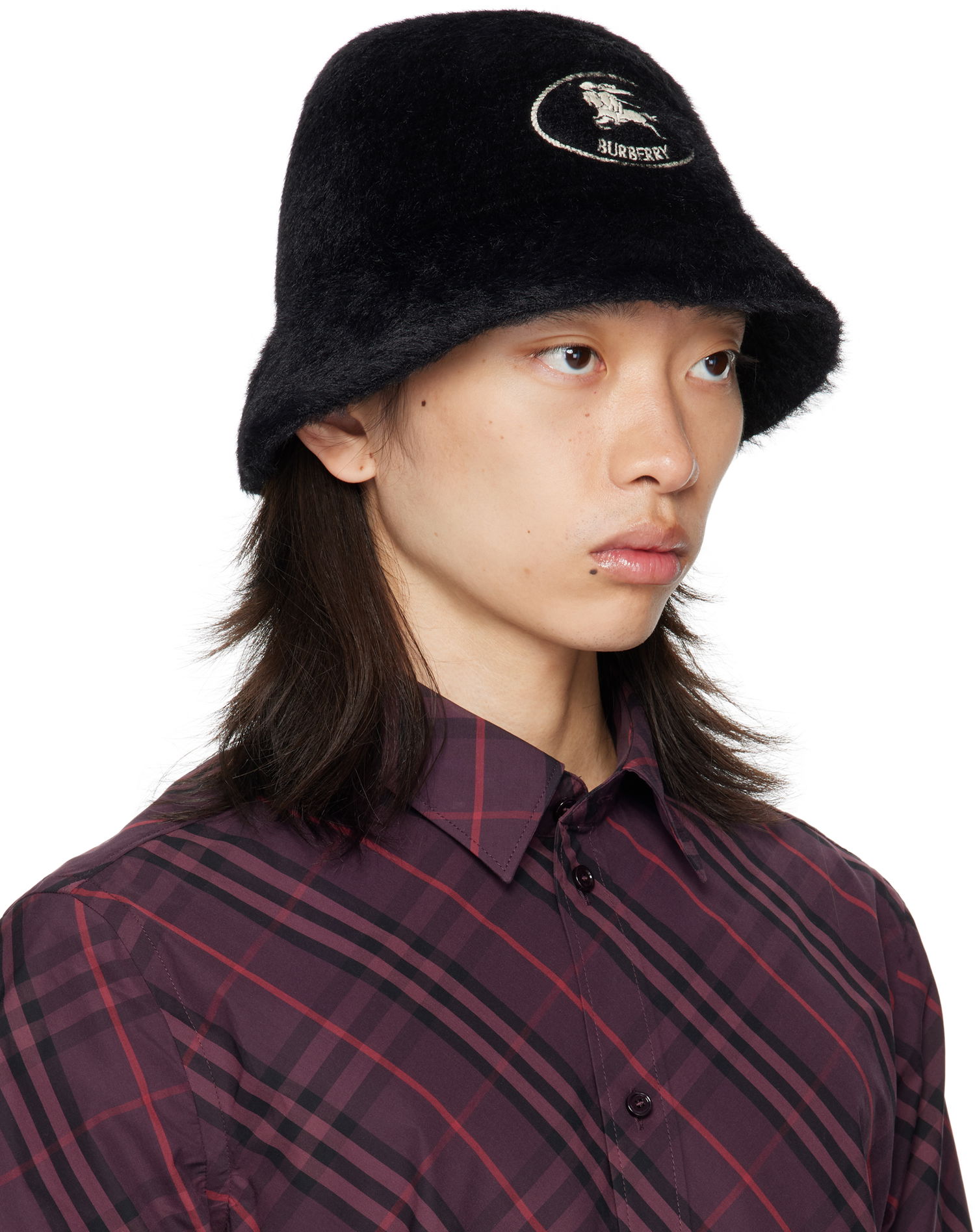 Шапка Burberry Burberry Knight Stamp Faux Fur Bucket Hat Черно | 8114048, 1