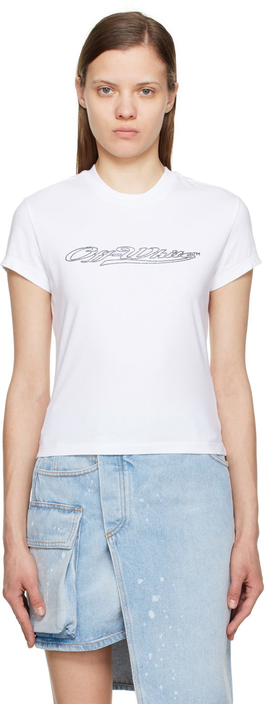 Тениска Off-White Baseball T-Shirt with Embroidery Бяло | OWAA112S23JER0010110, 0