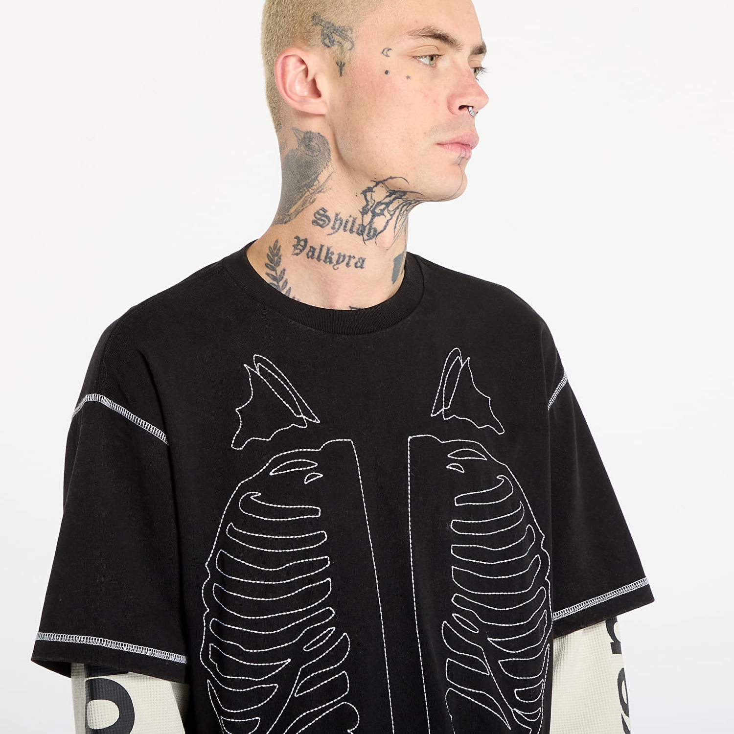 Тениска Awake NY Awake NY Vanson Bones Waffle T-Shirt Черно | AWK-FW25-TP008-BLK, 1