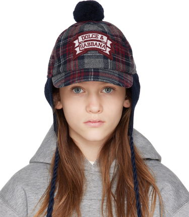 Шапка Dolce & Gabbana Dolce&Gabbana Tartan Wool-Blend Baseball Cap with Earflaps Тъмно синьо | LB5H44 FQMFZ, 0