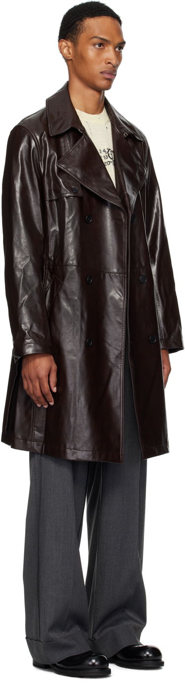 Тренчкот Maison Margiela MM6 Maison Margiela Double-Breasted Faux-Leather Jacket Кафяво | SH0AH0006 M35465, 1
