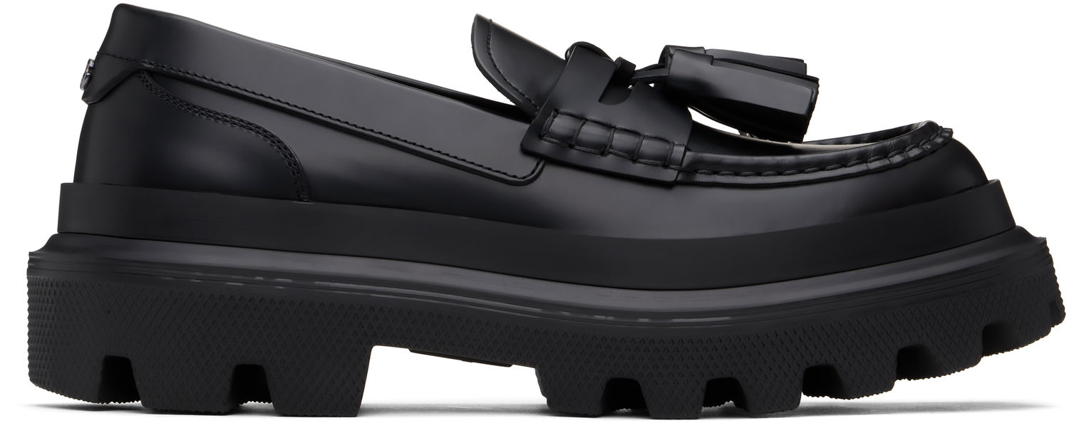 Кецове и обувки Dolce & Gabbana Brushed Calfskin Loafers Черно | A30262AB640, 0