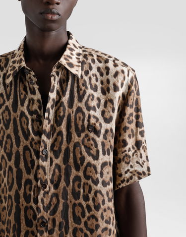 Риза Dolce & Gabbana Dolce & Gabbana Leopard Print Linen Shirt Кафяво | G5LG9TFS4D3HY13M, 3