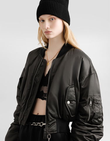 Яке бомбър Dolce & Gabbana Dolce & Gabbana Oversized Cropped Bomber Jacket Черно | F9T51TFUMS6N8476, 3