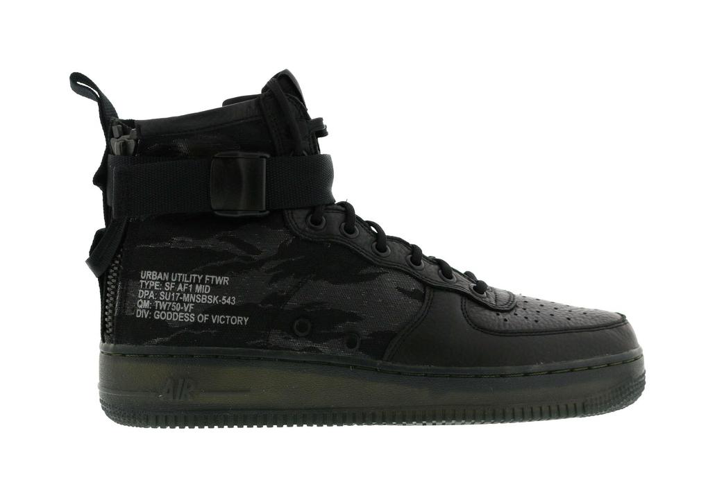 Кецове и обувки Nike SF Air Force 1 Mid Black Cargo Khaki Черно | AA7345-001, 0