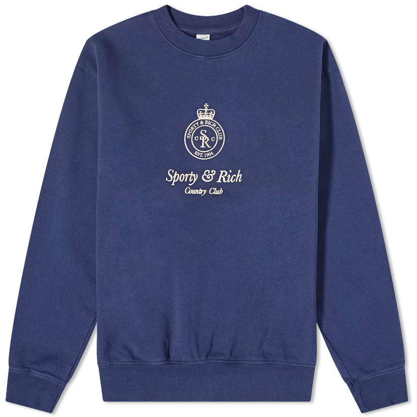 Пуловер Sporty & Rich Crown Embroidered Crew Sweat Тъмно синьо | CRAW2342NA