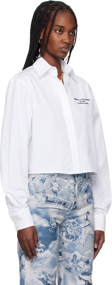 Риза Off-White Off-White Poplin Boxy Cropped Shirt Бяло | OWGE02AS25FAB0010110, 1