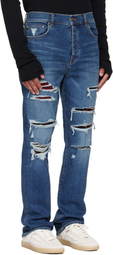 Дънки AMIRI AMIRI Slim Thrasher Jeans with Floral Velvet Синьо | AMDNSM1022, 1