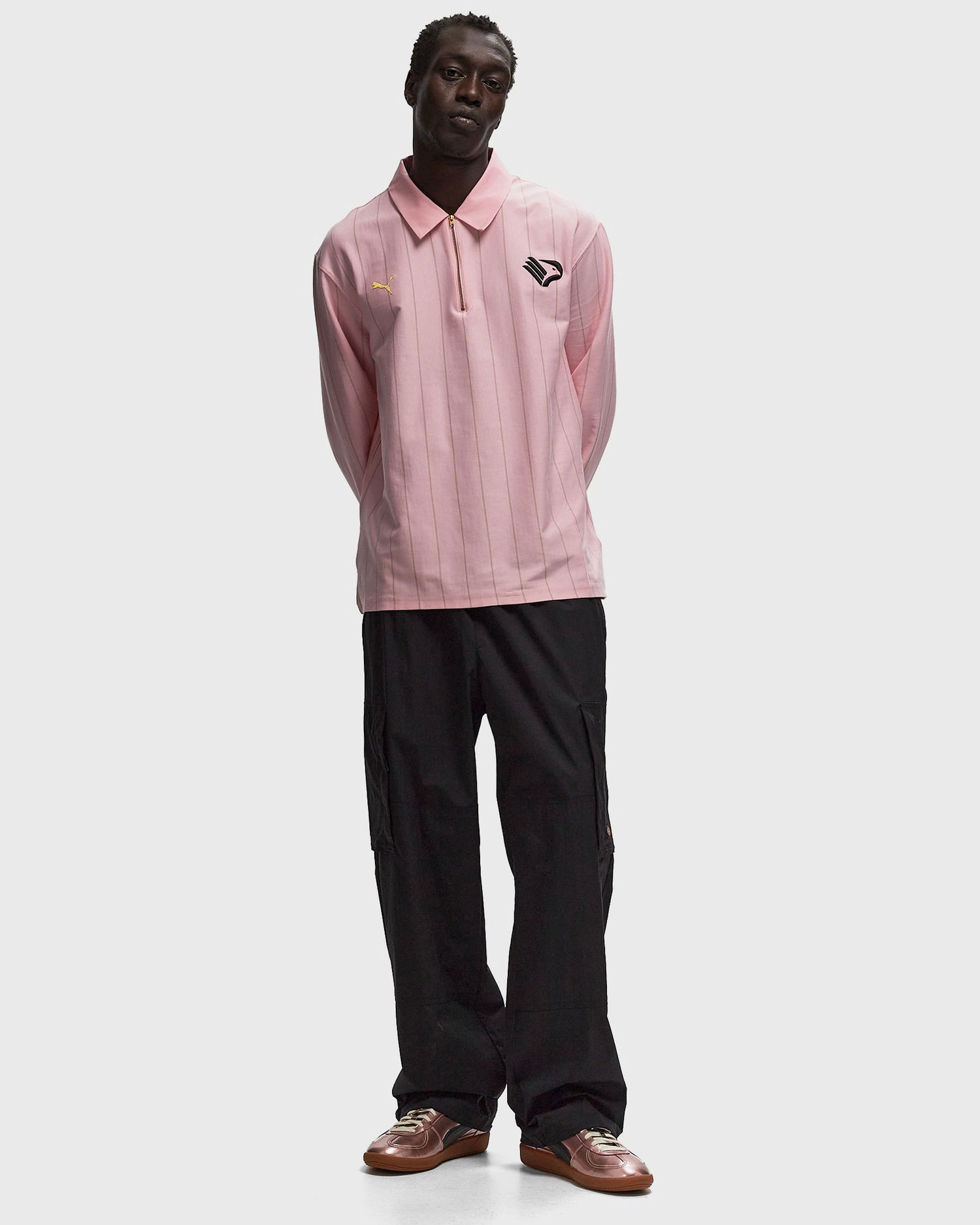 Поло тениска Puma Striped Longsleeve Polo Розово | 629540-60, 1