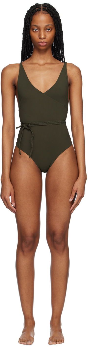 Бански TOTEME TOTEME Wrap One-Piece Swimsuit Зелено | 232-7034-795, 0