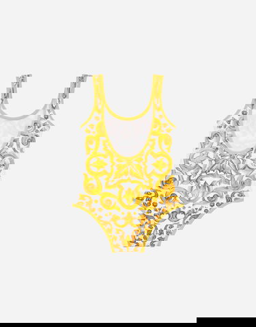 Бански Dolce & Gabbana Dolce & Gabbana Majolica Print One-Piece Swimsuit Бяло | L2J812ON00SH23TN, 1