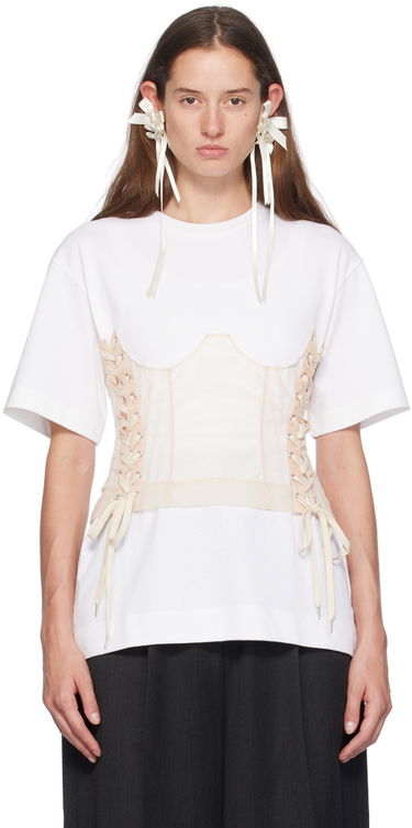 Тениска Simone Rocha Simone Rocha Corset Panel Boxy T-Shirt Бяло | 5282 0562, 0
