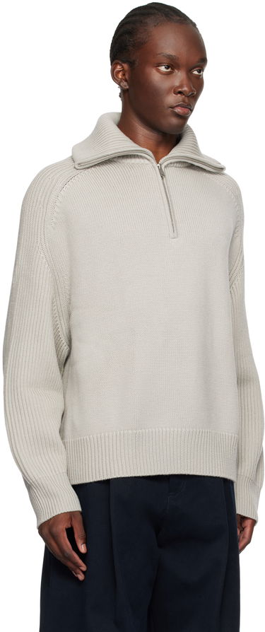 Пуловер Studio Nicholson Studio Nicholson Level Half-Zip Knit Sweater Сиво | LEVEL SNM - 1231, 1