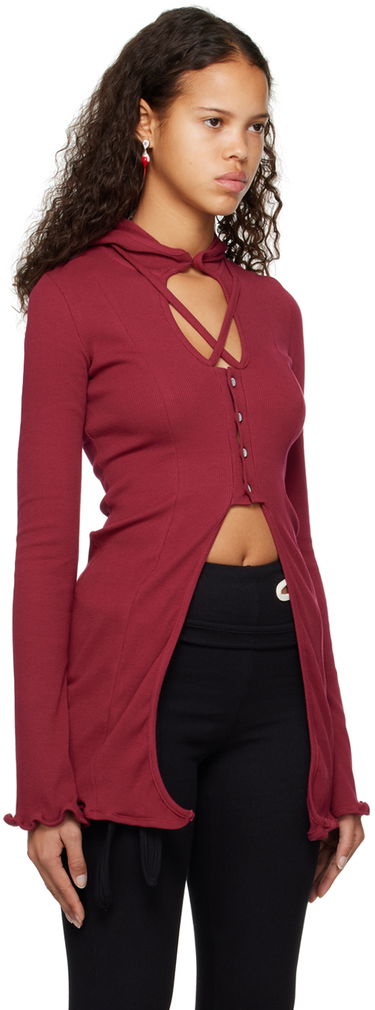 Пуловер Ottolinger Ottolinger Lounge Rib Hoodie Бургунди | 403504, 1
