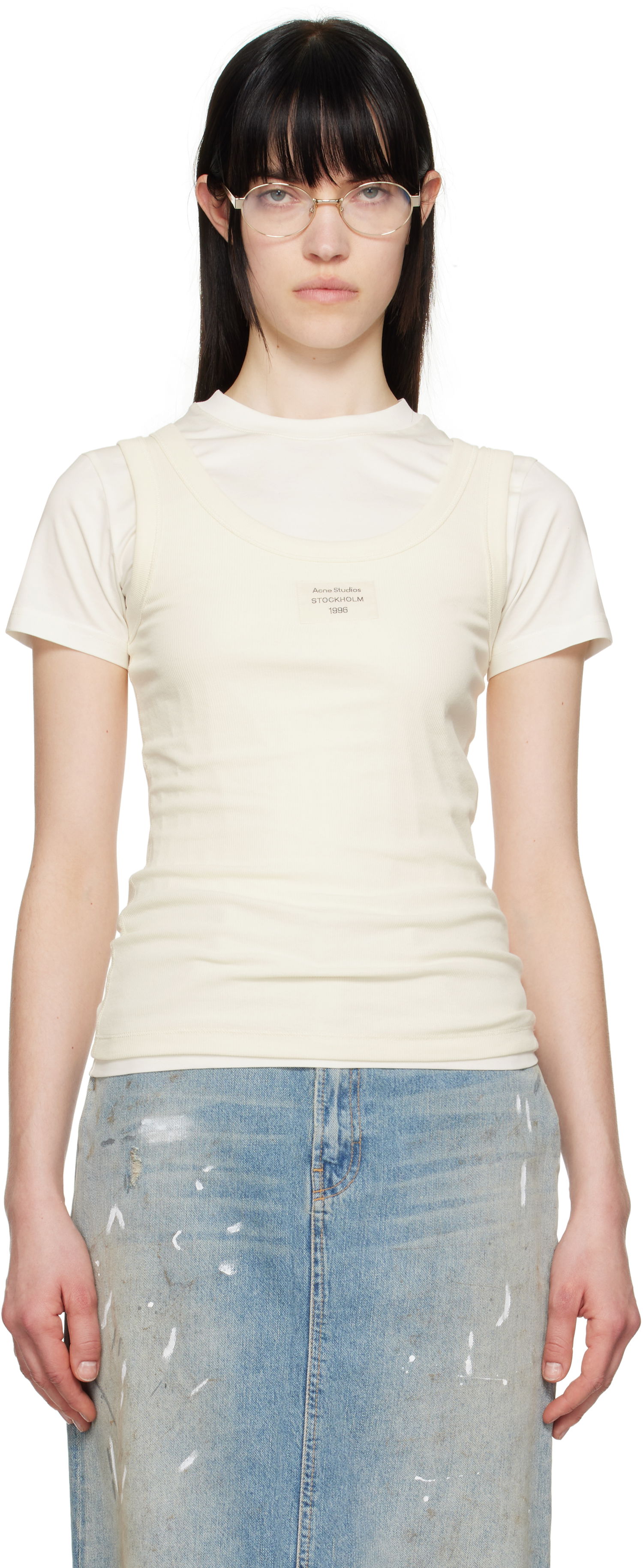 Потник Acne Studios Acne Studios Layered T-Shirt Бежово | AL0436-, 0