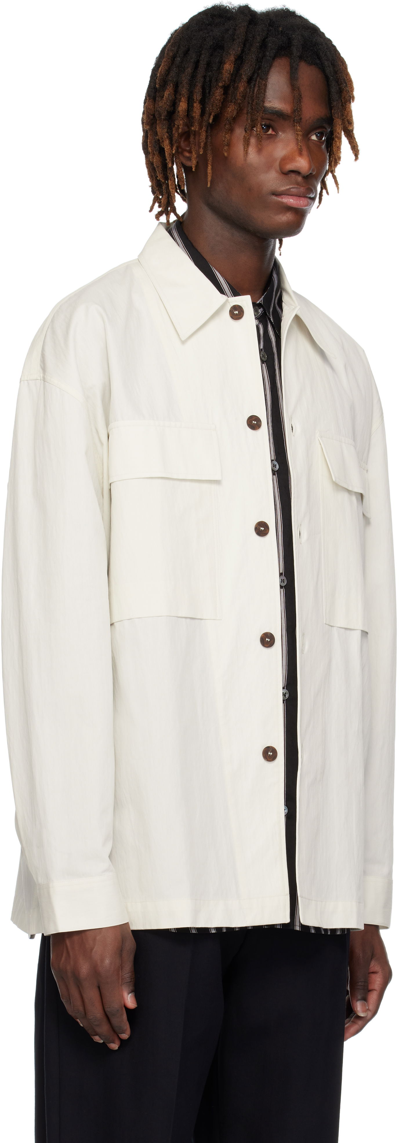 Риза Studio Nicholson Studio Nicholson Landi Overshirt Бяло | LANDI SNM - 1280, 1