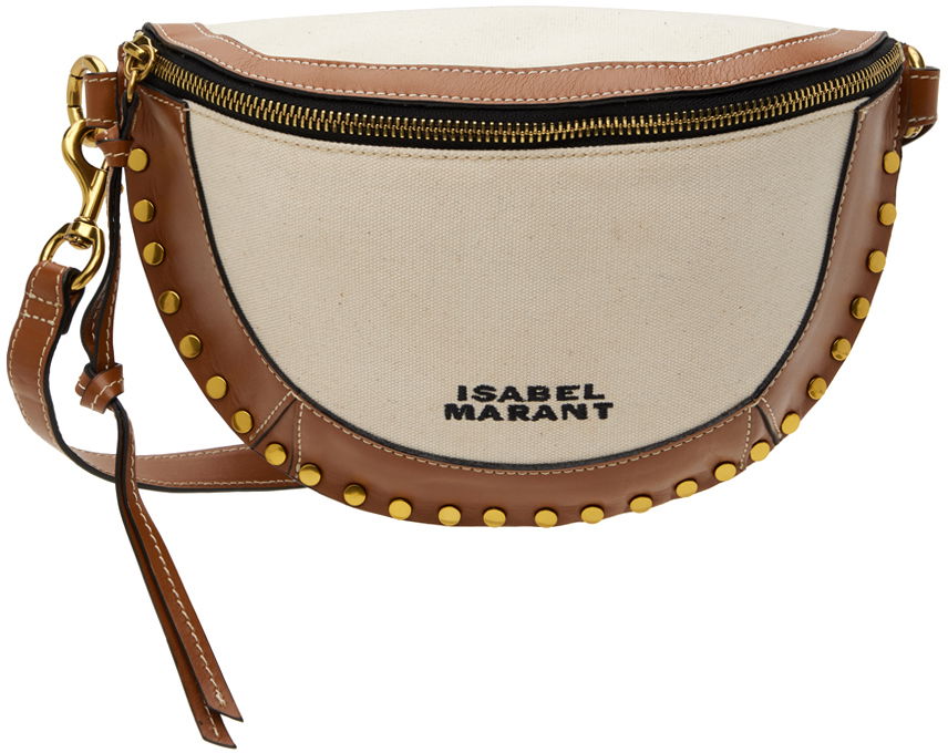 Чанта за кръста ISABEL MARANT Off-White & Tan Canvas Belt Bag Бежово | 23EBJ0001FA-A2X12M, 0
