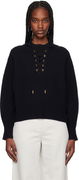 Max Mara Eccelso Lace-Up Ribbed Knit Hoodie